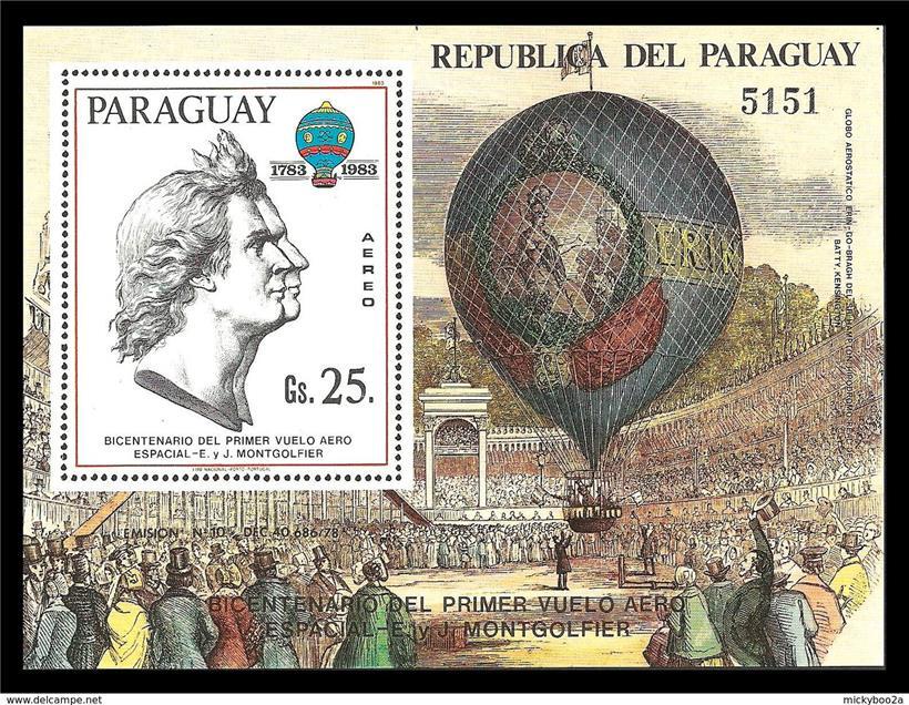 Zur Erinnerung an den ersten bemannten Ballonflug 1783: Postkarte aus Paraguay m...
