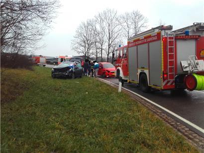 Zwei Autos waren in den Unfall auf der N22 zwischen Bissen und Colmar am 8. Januar 2020 verwickelt
