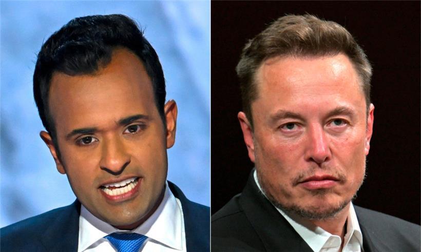 Zwei Unternehmer, Vivek Ramaswamy (l.) und Elon Musk, sollen den US-Regierungsapparat verschlanken
