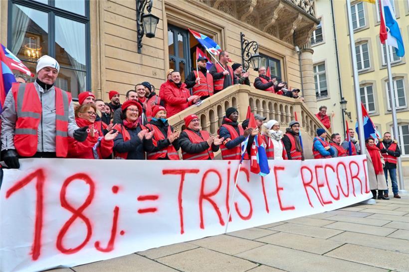 Zweimal zogen die Streikenden vors Luxemburger Parlament

