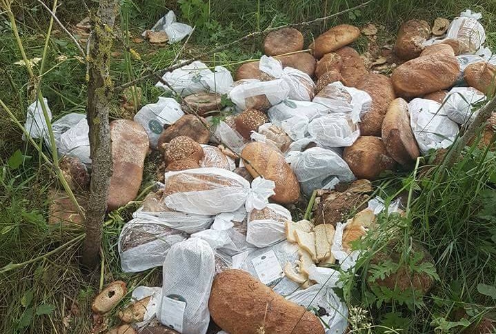Kiloweise Brot im Wald entsorgt
