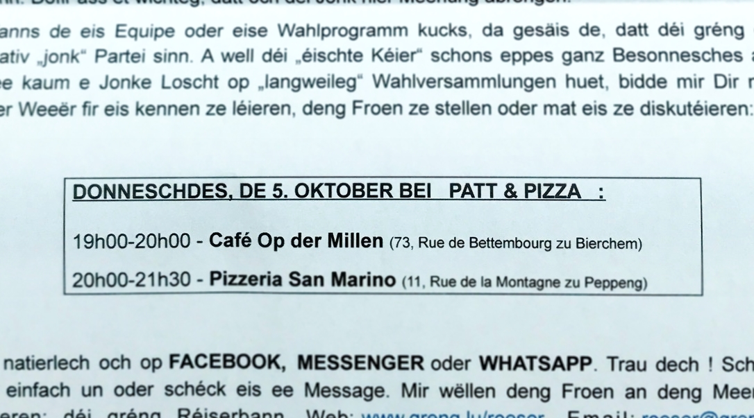 „Patt und Pizza“ in Roeser