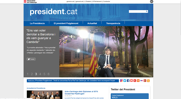 Puigdemont mit neuer Webseite 
