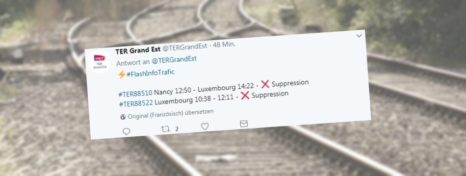 Zugverbindung nach Luxemburg beeinträchtigt