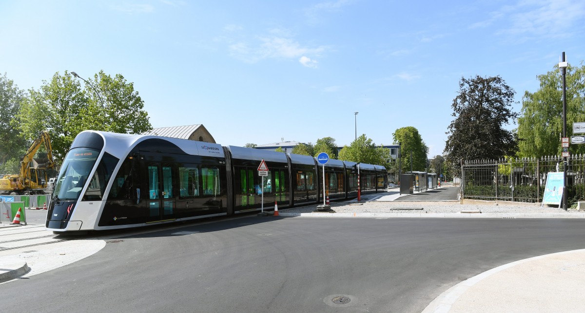 Tram auf Limpertsberg gesichtet! Testfahrt über den neuen Streckenabschnitt