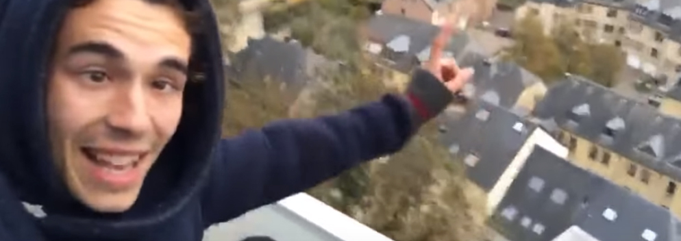 YouTuber riskiert auf dem Dach des Lifts im Luxemburger Pfaffenthal sein Leben