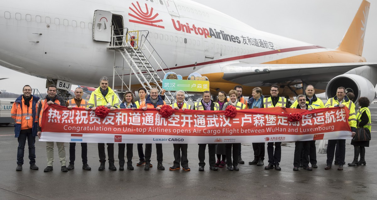 Neue Achse von China nach Luxemburg: Uni-top fliegt dreimal die Woche Fracht zum Findel