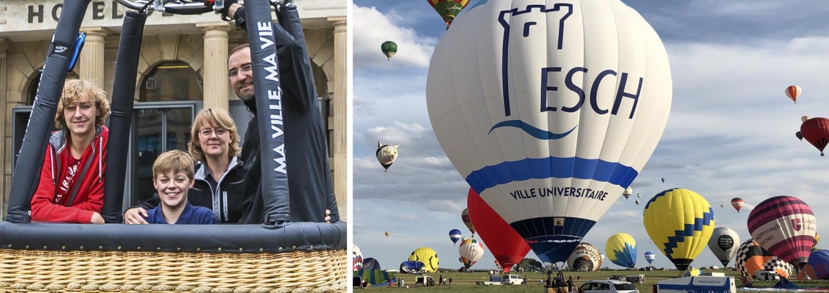 Die Familie Menster fliegt mit dem Heißluftballon der Stadt Esch