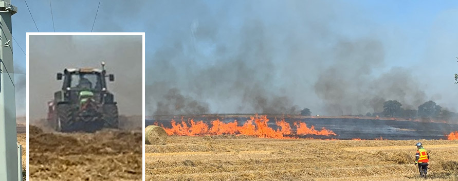Feld brennt in Luxemburg: Landwirte helfen mit Traktoren beim Kampf gegen die Flammen