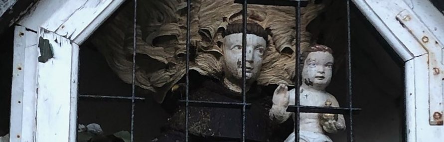 Ach du heilige Hornisse: Holzfigur des Heiligen Antonius bei Esch/Sauer sticht mit neuer Haarpracht hervor