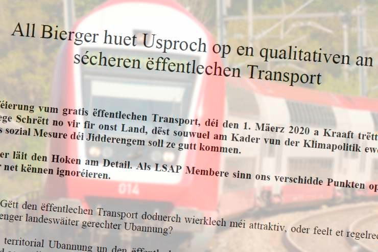 Offener Brief / Gewalt, Service, Abdeckung: LSAP-Mitglieder beklagen Zustand des öffentlichen Transports