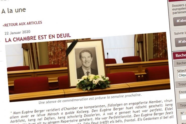 Tod von Eugène Berger / „Die Chamber trauert“: Diese Woche fallen alle Sitzungen aus