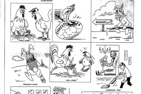 Persiflage zur Abtreibungsdebatte, Luxemburger Wort, Ende März 1975, im Mikrofilmformat nicht genau datierbar