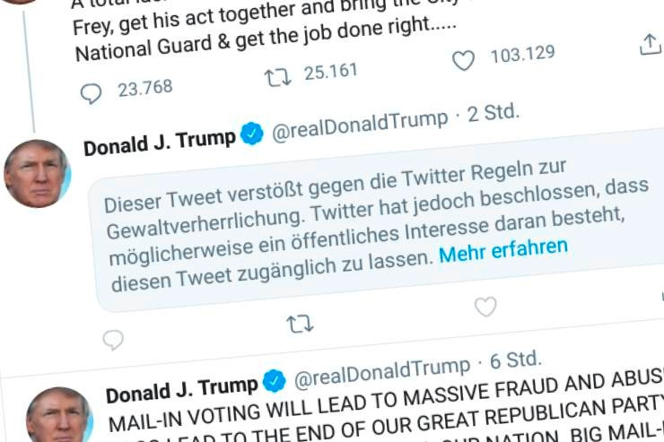 Twitter / „… dann beginnt das Schießen. Danke.“: Trump-Tweet wegen Gewalt-Verherrlichung markiert