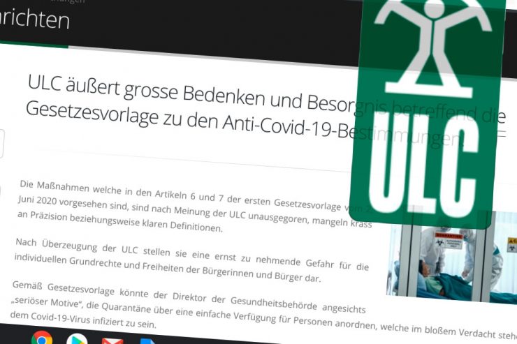 Verbraucherschutz / ULC sieht in Covid-Gesetz „eine große Bedrohung und Gefahr für die Freiheit“