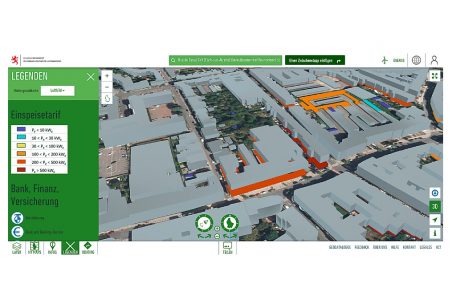 Auf dem Geoportal liefert eine neue Funktion schnelle Informationen zur Eignung einer Immobilie in Sachen Solarstrom
