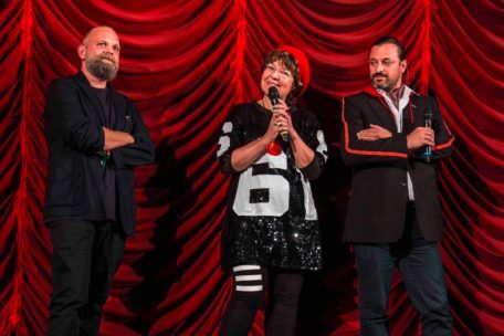 Regisseur Wolfgang Fischer mit Bady Minck und Alexander Dumreicher-Ivanceanu von „Amour fou“