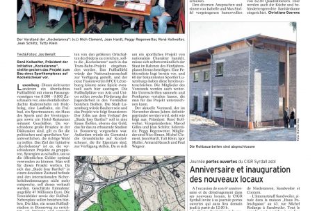 Cet article du Tageblatt sur la présentation du projet Kockelarena a été publié en 2005