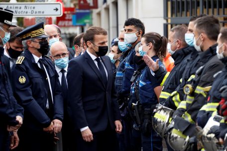 Emmanuel Macron (M.), Präsident von Frankreich, in Nizza