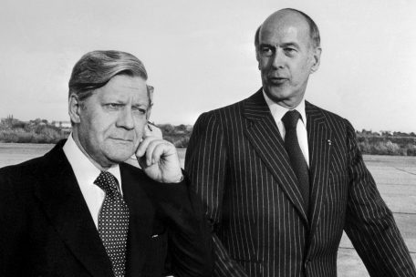 Avec son ami personnel, le chancelier allemand Helmut Schmidt en 1977