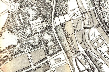 Teichanlage im „Jardin Creux“, Auszug aus dem Plan Biermann, Luxemburg 1878
