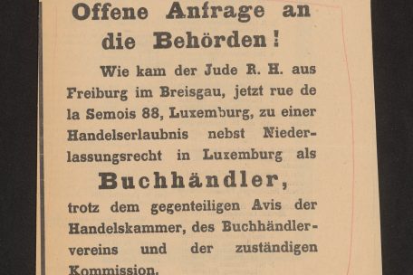 Inserat gegen Hellmann in der Pro-Nazi- und antisemitischen Zeitung „National-Echo“ am 23.1.1937