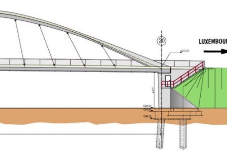 Die neue Bogenbrücke überspannt unter anderem die Gleise der Eisenbahn-Nordstrecke