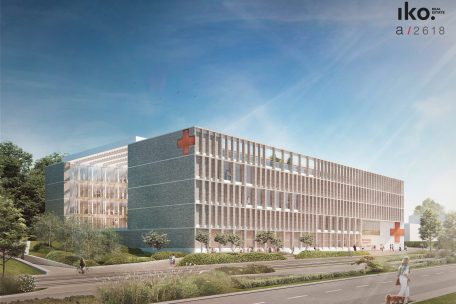 Eine weitere Ansicht gestattet einen Einblick in die Agora zwischen den Gebäuderiegeln