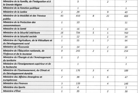 Die Tabelle zeigt alle Fahrzeuge aus dem staatlichen Fuhrpark zu Beginn des Jahres 2021