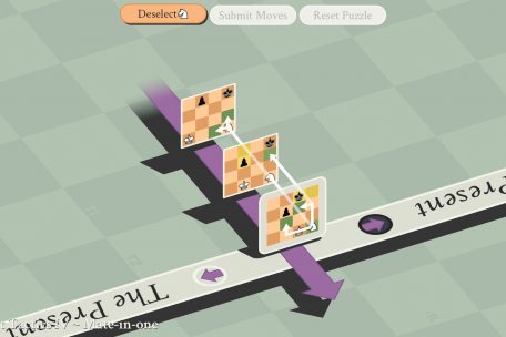 Der Springer kann sich entweder normal auf dem Brett bewegen oder aber Schritte in die Vergangenheit machen