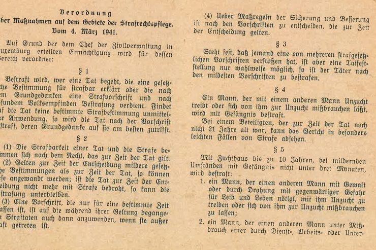 Zeitgeschichte / Die Verfolgung homosexueller Männer in Luxemburg (1941-1944)