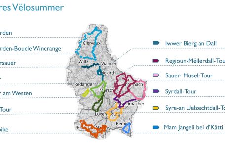Die Strecken des „Vëlosummer“ 2021