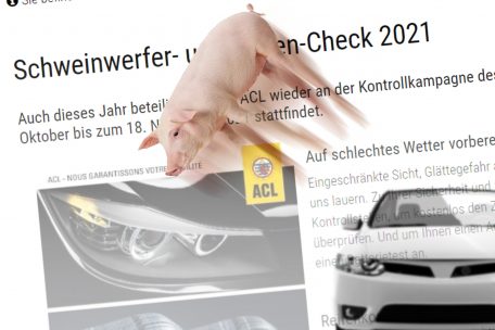 Besonderer Service? / Kleiner Druckfehler macht tierisch Spaß: ACL bietet Kontrolle der „Schweinwerfer“ an