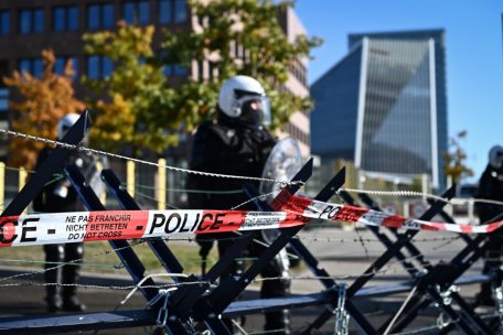 Die Polizei war mit einem Großaufgebot vor Ort. Die Veranstaltung verlief aber friedlich.