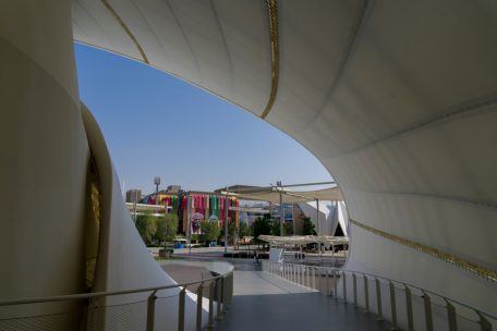 Blick vom Pavillon auf die Weltausstellung