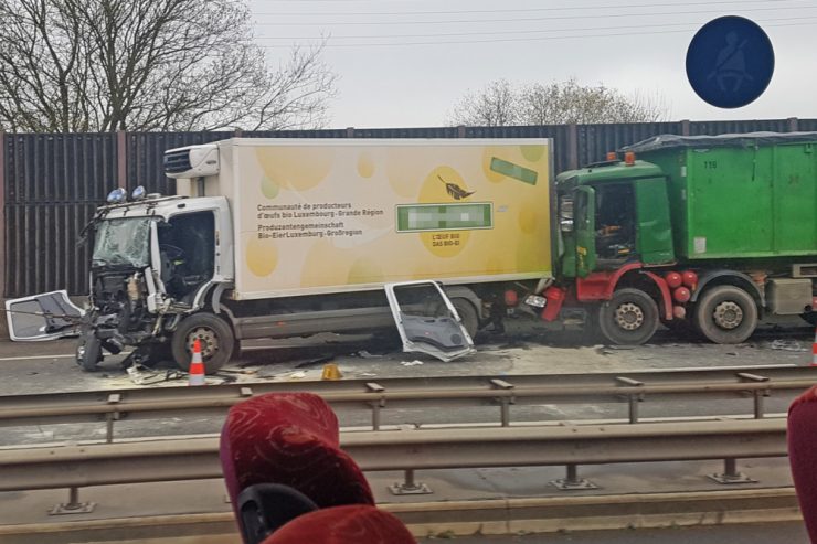 Luxemburg / Unfall mit gleich drei Lastwagen sorgt (nicht nur) auf der A1 für Stau