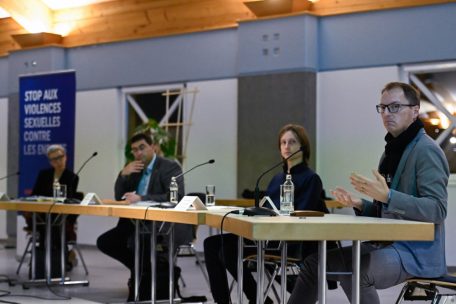 Sam Tanson, Charel Schmit, Steve Müller und Pascal Steichen beim Rundtischgespräch am Donnerstag