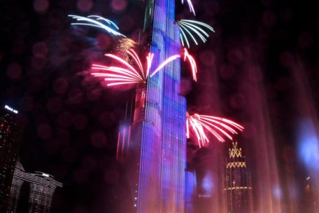Das Feuerwerk am Burj Khalifa in Dubai