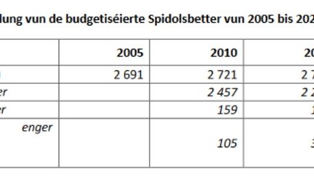 Entwicklung der budgetierten Krankenhausbetten von 2005 bis 2020