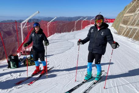 Gwyneth ten Raa und Matthieu Osch beim Training auf dem olympischen Ski-Areal