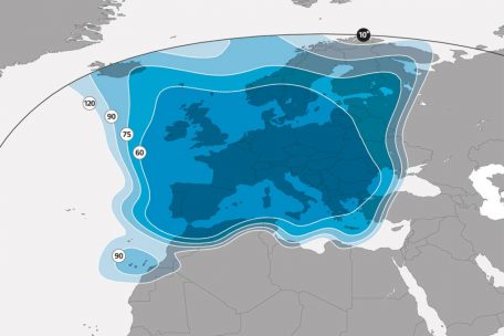 Empfangsgebiet der Astra-19,2-Grad-Satelliten