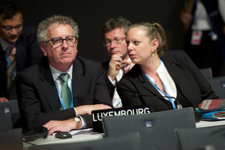 Carole Dieschbourg zusammen mit dem ehemaligen Finanzminister Pierre Gramgena