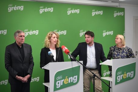 François Bausch, Joëlle Welfring, Meris Sehovic und Djuna Bernard (von links) bei der Pressekonferenz am Mittwoch