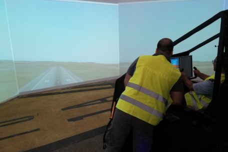 Ein Testflug des noch bemannten Flugzeugs im Simulator