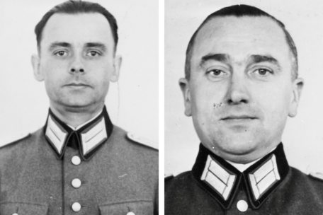 Lt. Boysen (links) und Lt. Bumann (rechts), Zugführer der 1. Kompanie. Diesen Zügen (Pelotons) gehörten jeweils sieben Luxemburger an.