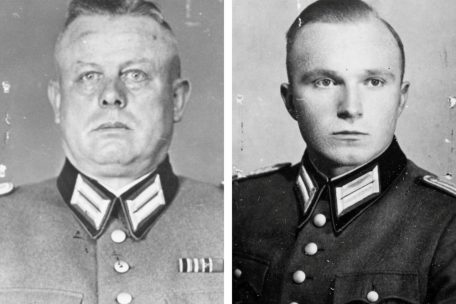 Links: Major Trapp; Rechts: Hauptmann Wohlauf, stellv. Bataillonskommandeur und Chef der 1. Kompanie, der 14 Luxemburger angehörten.