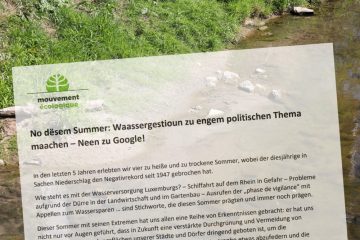„Méco“ / Umweltschützer fordern Politik, die den Wassermangel ernst nimmt – und eine Absage an Google 