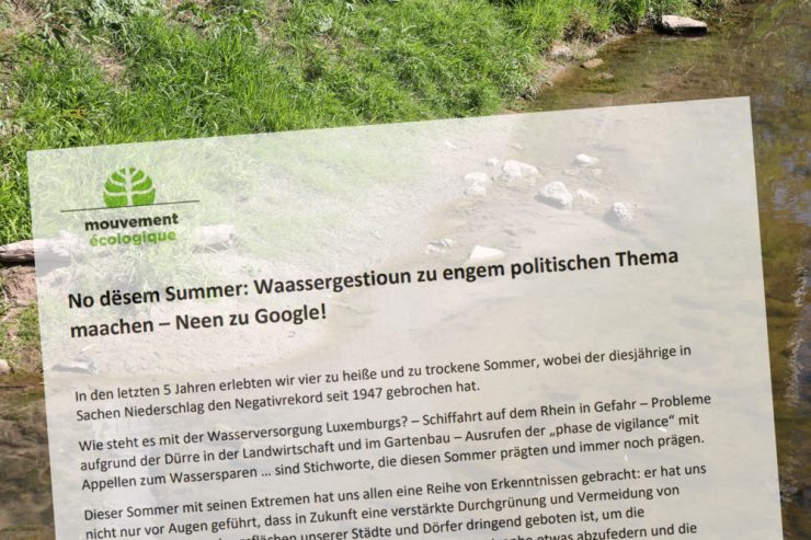 „Méco“ / Umweltschützer fordern Politik, die den Wassermangel ernst nimmt – und eine Absage an Google 