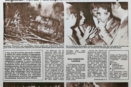 Die erste Seite des Tageblatt vom 30. September 1982. In der Unfallnacht gingen die Behörden noch von wesentlich mehr Opfern aus.   