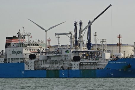 Der LNG-Tanker „Green Zeebrugge“ im März 2021 am Terminal in Zeebrugge